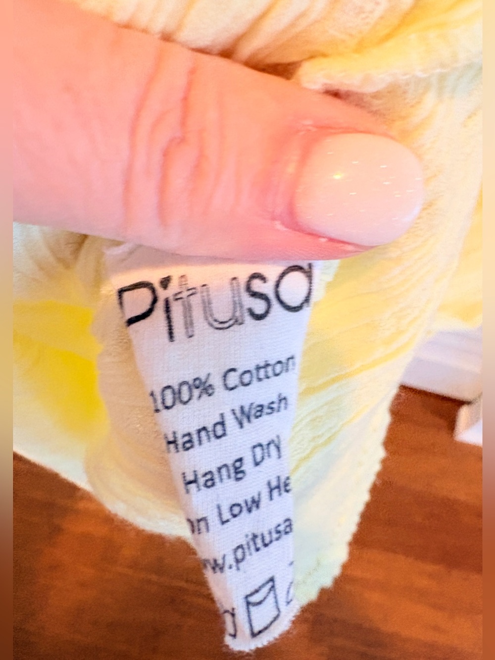 Pitusa Dress Gauzey Ribbon Tie Shoulders Midi Sundress Yellow Pastel Rainbow PS - Picture 8 of 8